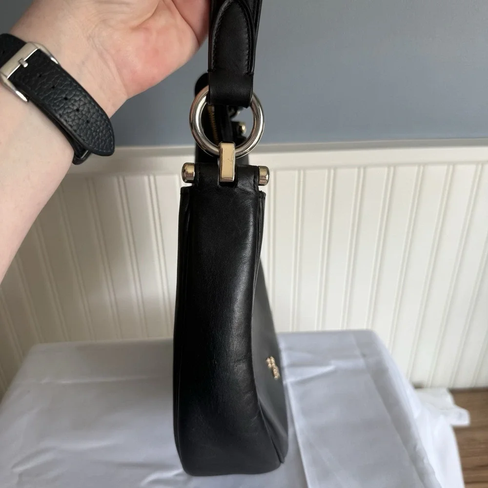 Coach Nomad Black Leather Gold Crescent Hobo Shoulder Bag Purse Handbag 54446